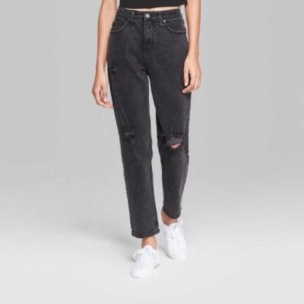 High-Rise Distressed Mom Jeans - Wild Fable™